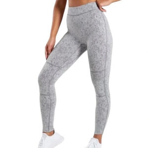 Gymshark Dry Fleur Texture Leggings Gray High Waisted Full Length Size Small